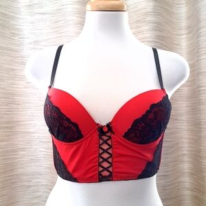 Sophie b. | Red and black lace 4 hook push up bra 34A